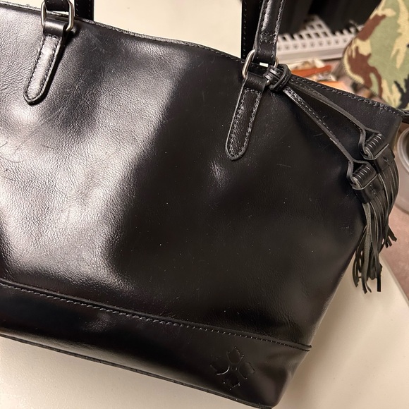 Patricia Nash Milana Black Leather Tote Shoulder Bag with Tassels - Picture 6 of 14